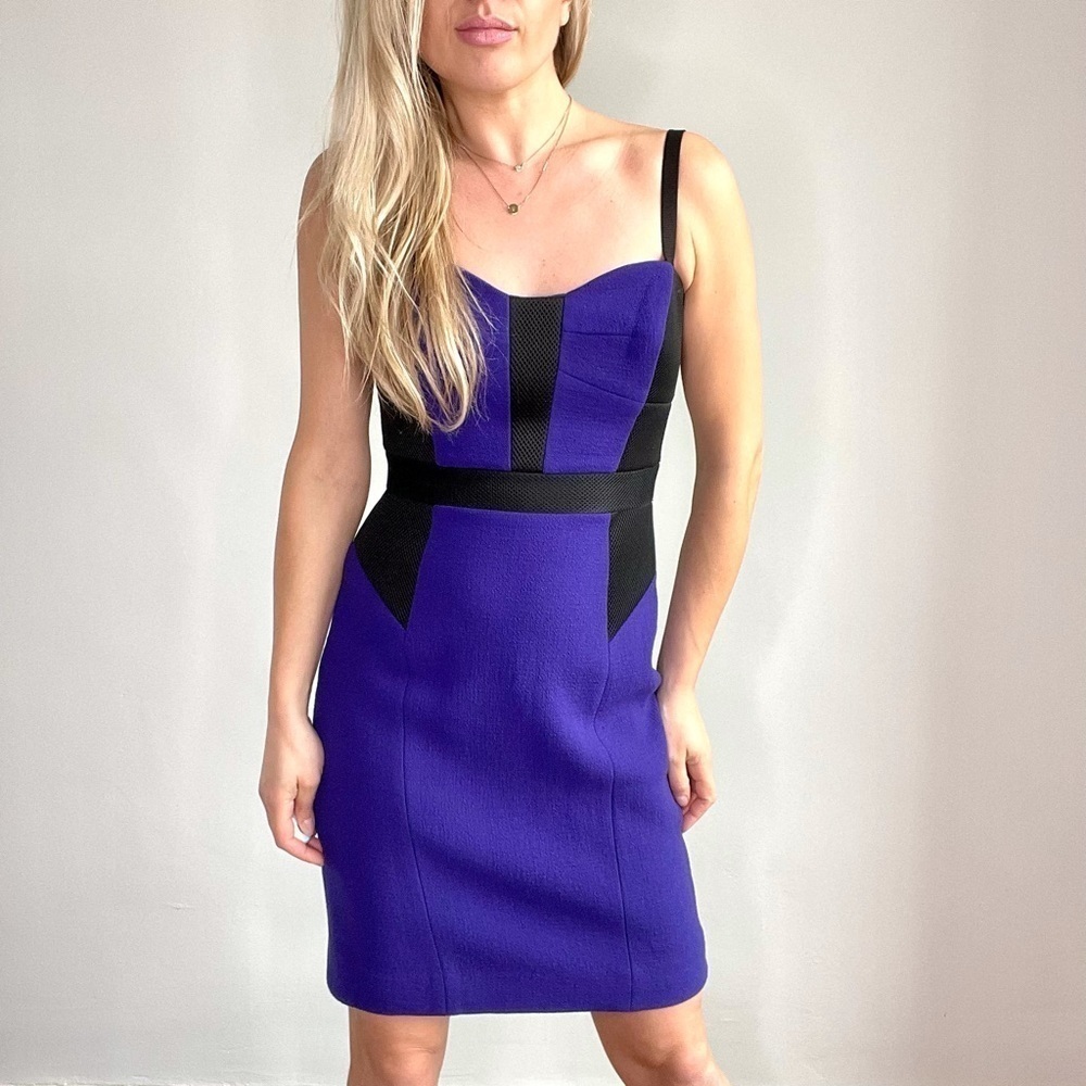 Milly New York Purple & Black Colorblock Sheath Dress 8